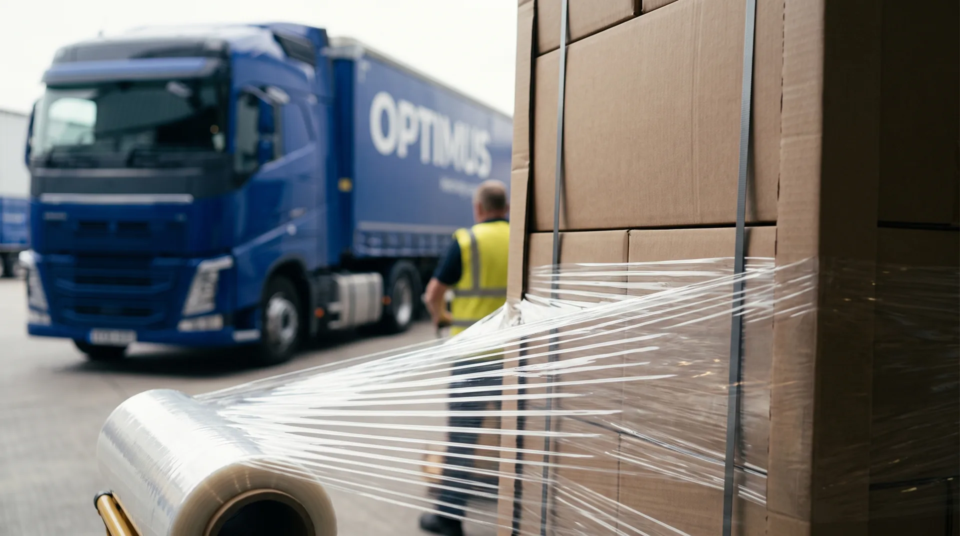 Wrapping, corner boards and securing a pallet on the Poland to Britain route