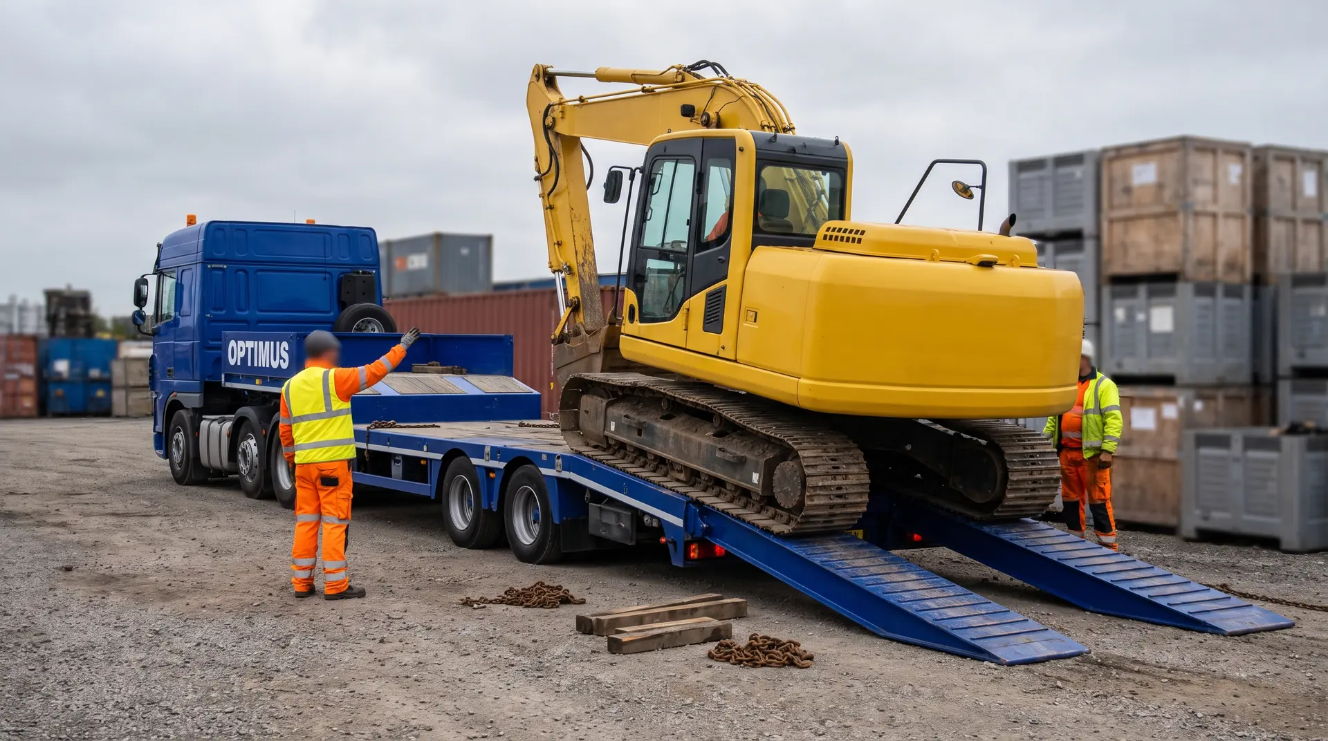 Excavators and loaders from UK auctions: transport, oversize and permits
